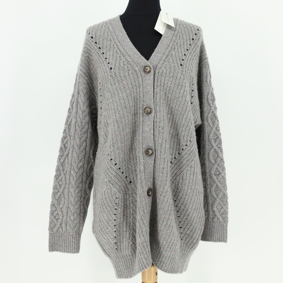 Something Navy Sweaters - Something Navy Gray Oversized Cable Knit Cardigan